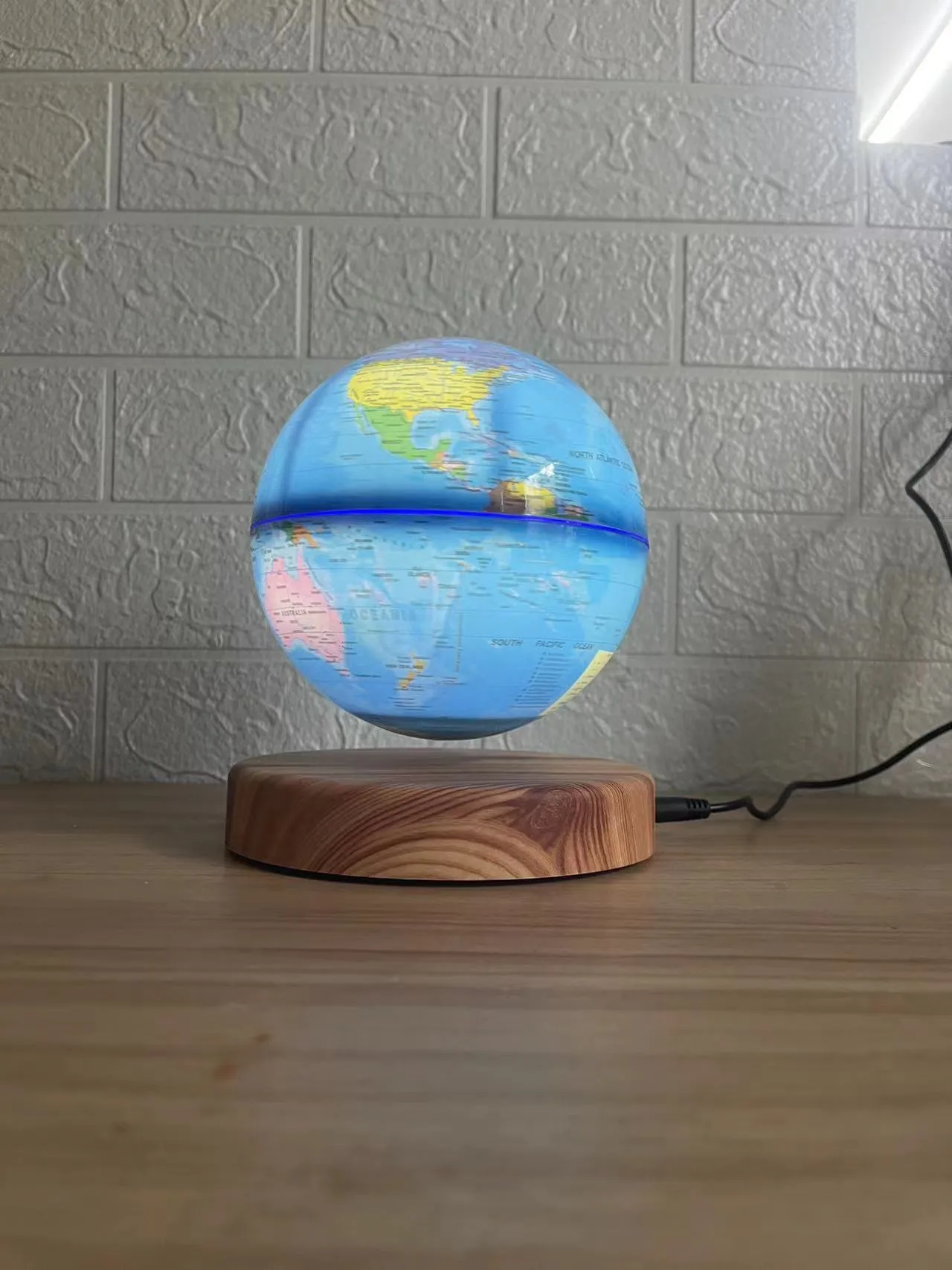 6'' Magnetic Levitation Floating Globe Anti Gravity Rotating World Map with  LED Light for Children Educational Gift Home Office Desk Decoration (Blue)