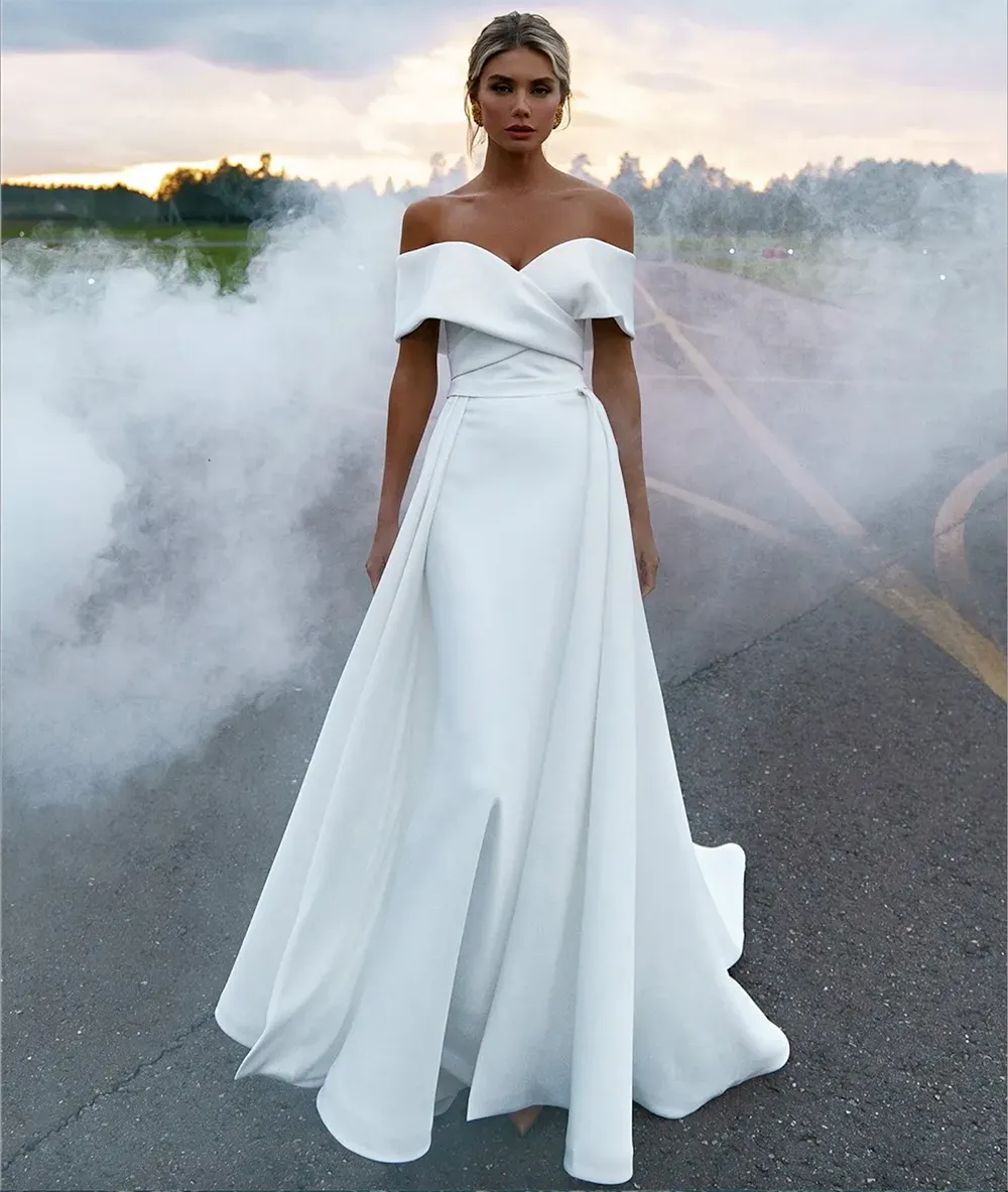 Vestidos Mermaid Wedding Dresses 2024 Soft Satin Bridal Gowns Off The