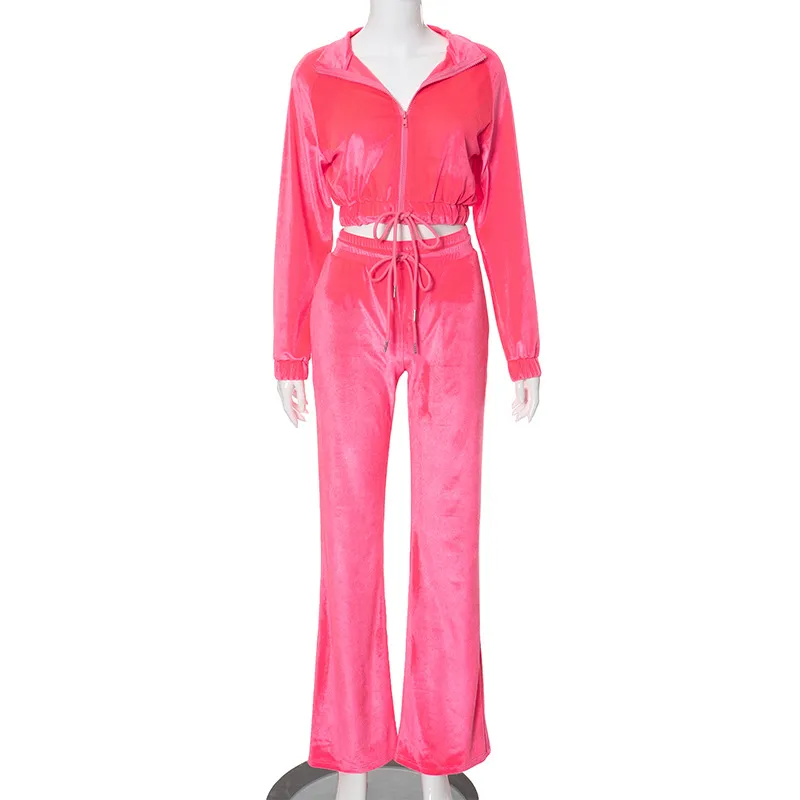Survêtement Velours Femme 2 Pièces - Pyjama Jogging Doux - Tenue Décontractée Automne/hiver