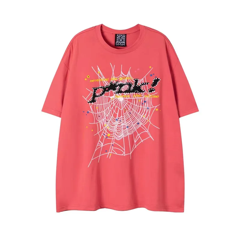 New  t shirt mens designer tshirt summer men t shirts 55555 spider web foam letter print men women round neck loose casual women tshirts Versatile women tees