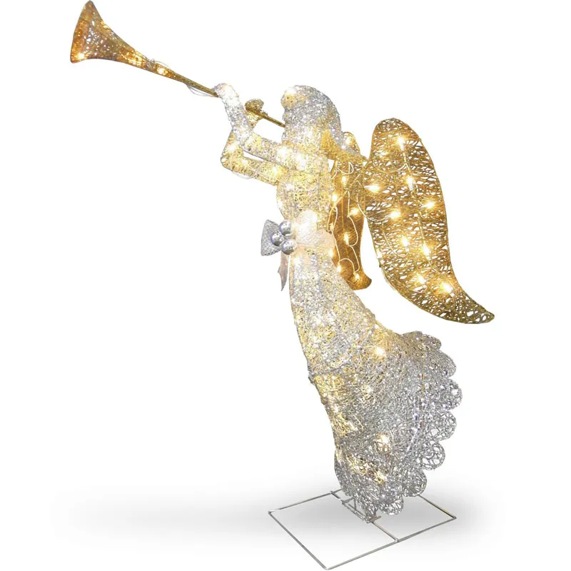 Lot De 3 Anges Décoratifs De Noël Pailletés Doré Et Argent - 26 Cm - North Star