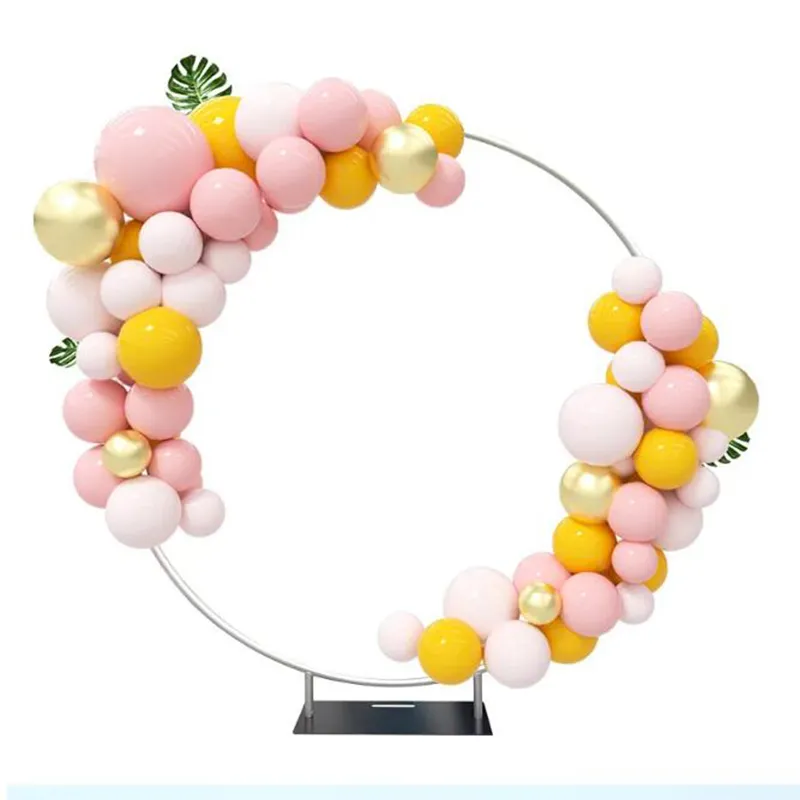 Enorme Gouden Metalen Ronde Ballon Boog Kit Cirkel Bruiloft Boog Bloem Ring Stand Ronde Achtergrond Stand Ballon Hoepel Stand Guirlande Frame Decoratie voor Bruiloft Verjaardag Feest,Wit,1.2m