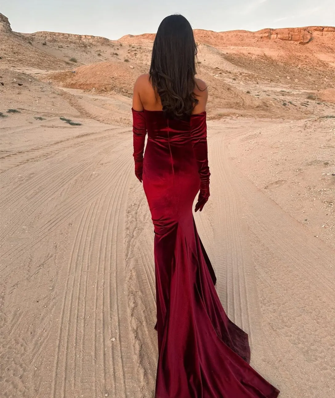 Strapless Burgundy Velvet Trumpet Evening Dress with Zipper Back and Sweep  Train from Dhgate Evening Dresses - price 71.61