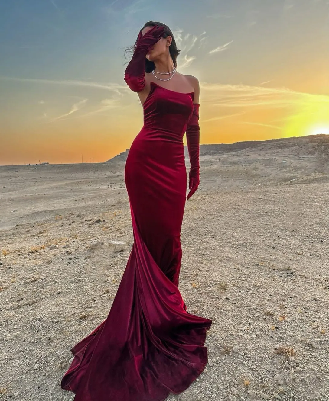 Strapless Burgundy Velvet Trumpet Evening Dress with Zipper Back and Sweep  Train from Dhgate Evening Dresses