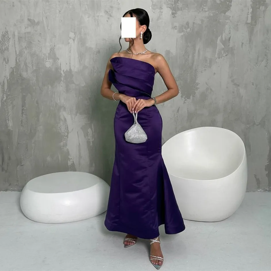 knee length dresses for ladies Pretty Grape Side Split Long Plus Size Prom Dress with Straps main image 1