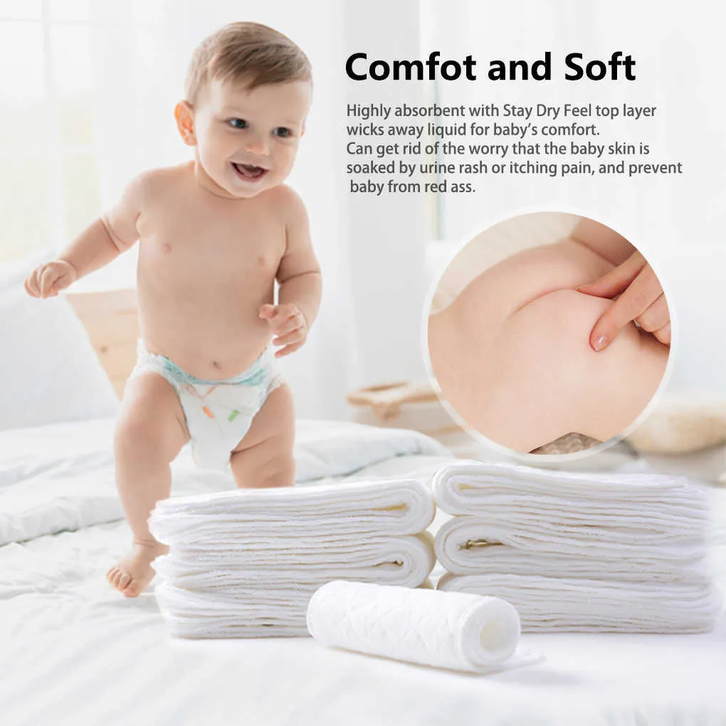 100% Cotton Baby Gauze Diapers Washable Reusable Breathable 3 Layer White Gauze Diapers Baby Products