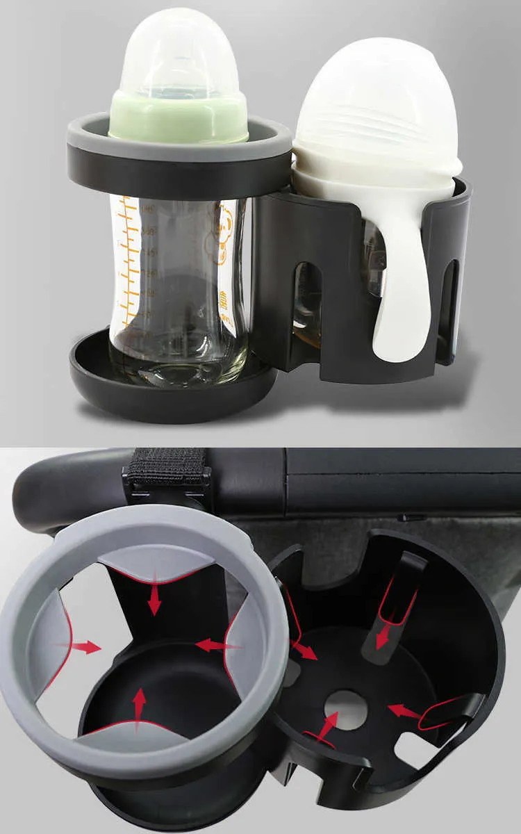 Pram Rack Universal Stroller Cup Holders 2 In 1 Twin Bottle Rack And Drinks Stand ...