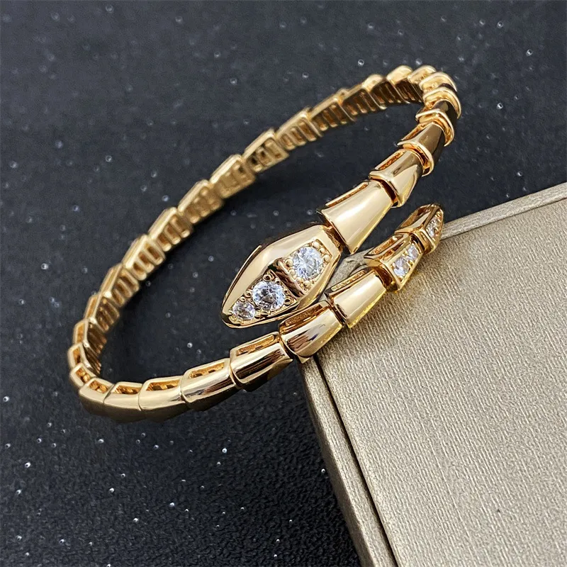 Luxury Silver Torque Bamboo Bone Gold Snake Bracelet With