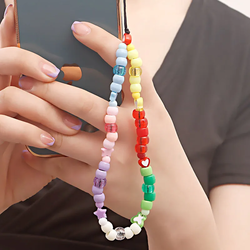 Handmade Beaded Phone Beaded Phone Lanyard With Fruit, Star, Pearl, And  Rainbow Charms Fashionable Wrist Strap For Womens Cell Phone Decoration  From Bestforsell, $3.35