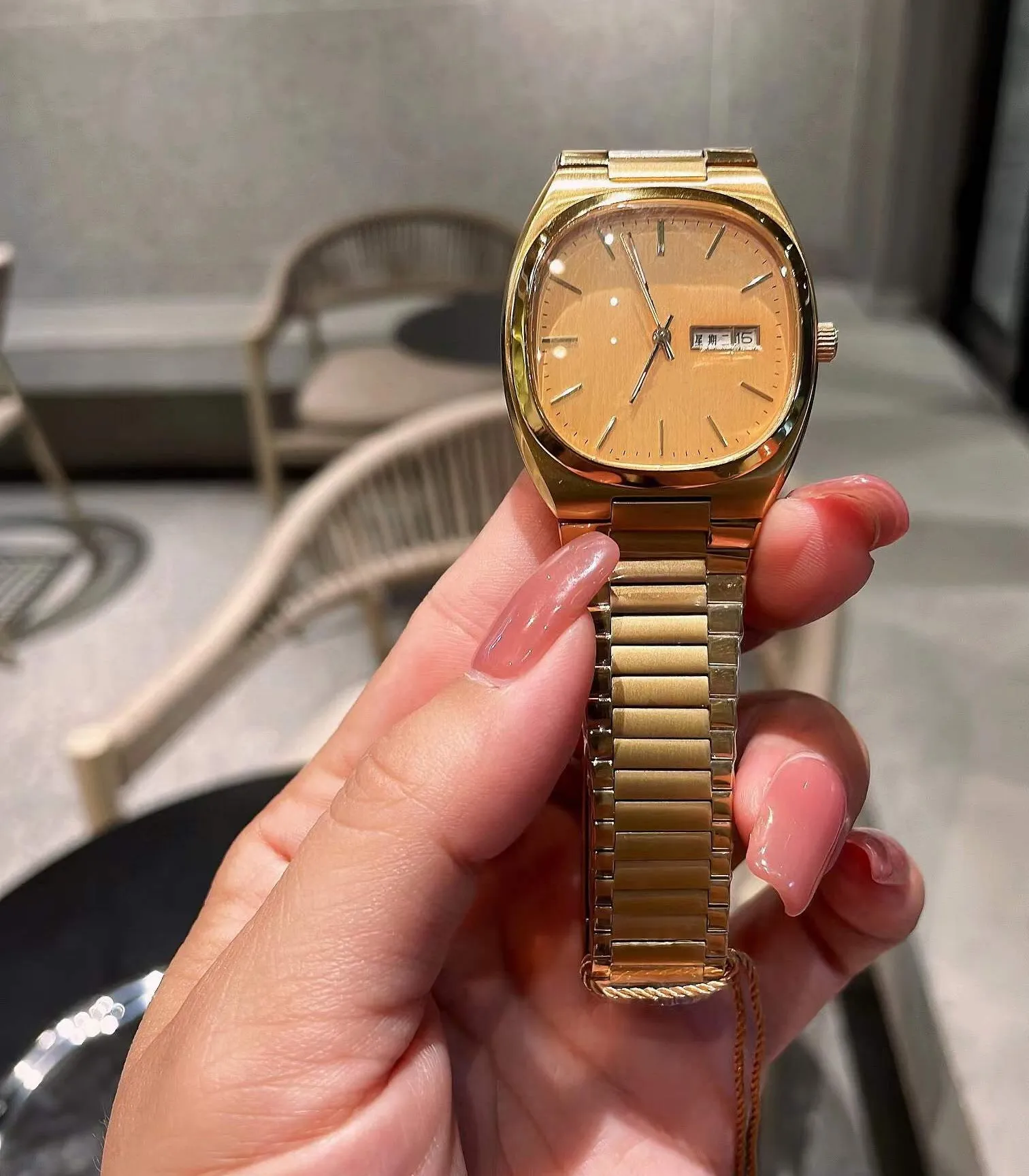 Vintage Stainless Steel Quartz Watch for Women, Sport Date Clock Charm,  Square Blue Dial Calendar Wrist Watch, 36mm Waterproof