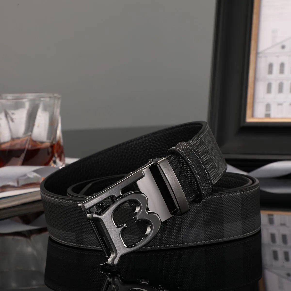 Belts Men s belt Automatic buckle Brand Name belt xury Striped letter buckle Classic fashion belt Gold silver Black buckle Casual width