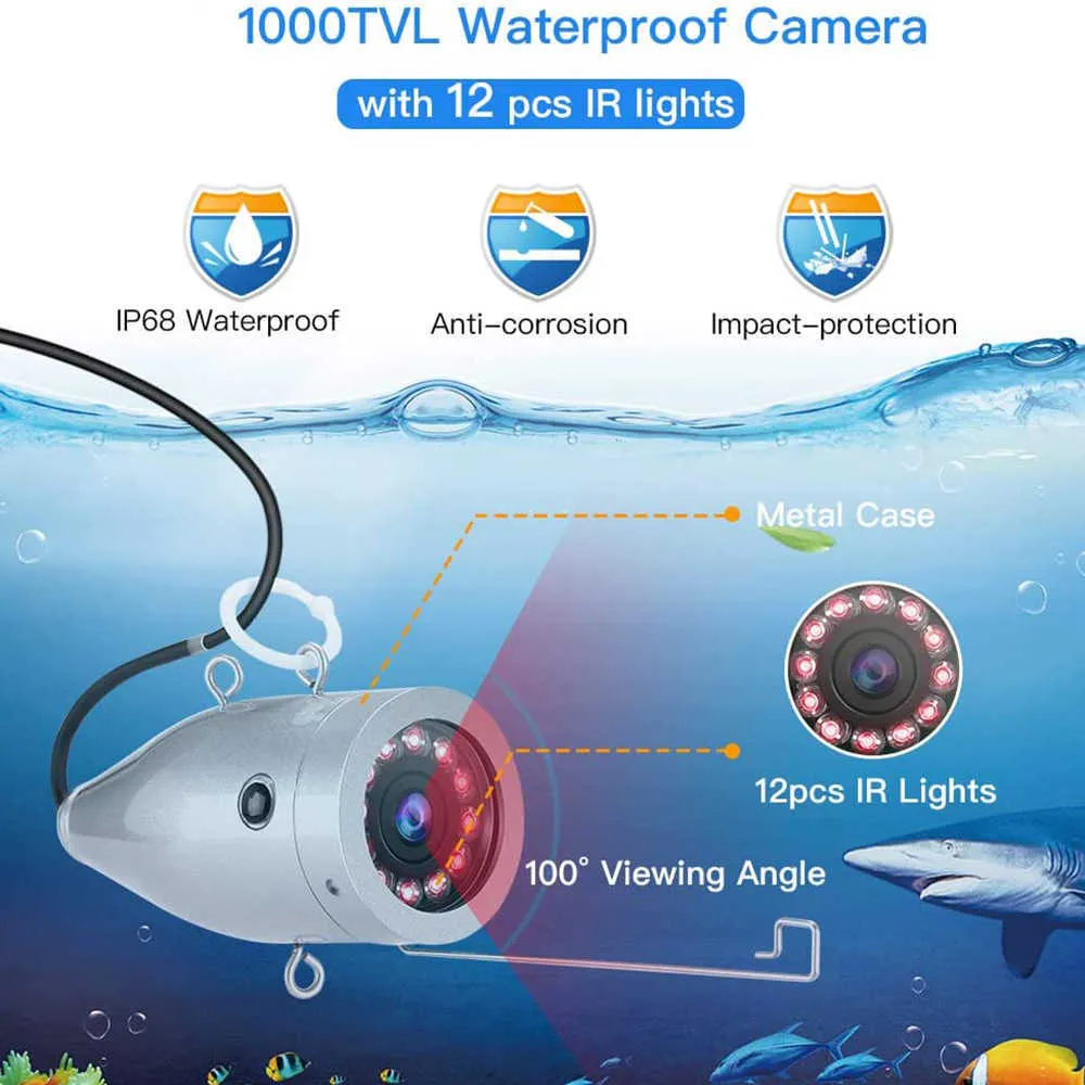 Fish Finder Eyoyo 15m/50m Underwater Fishing Camera 7 Inch Color