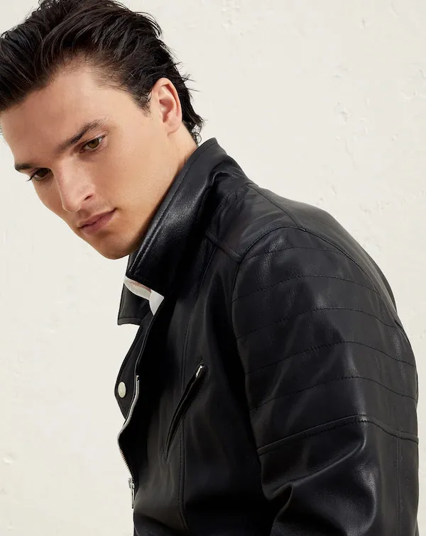 Mens summer top leather jacket