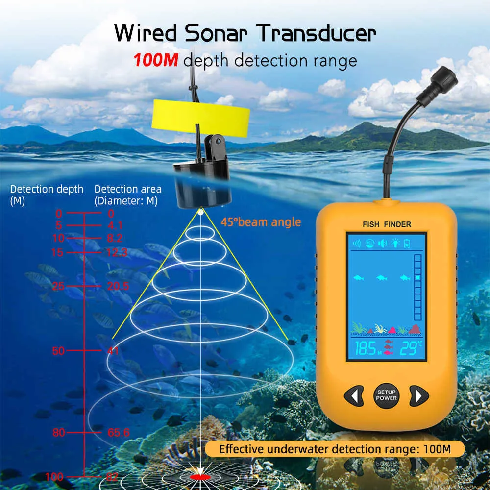 Portable Handheld Smart Fish Finder Bobber With Sonar Transducer