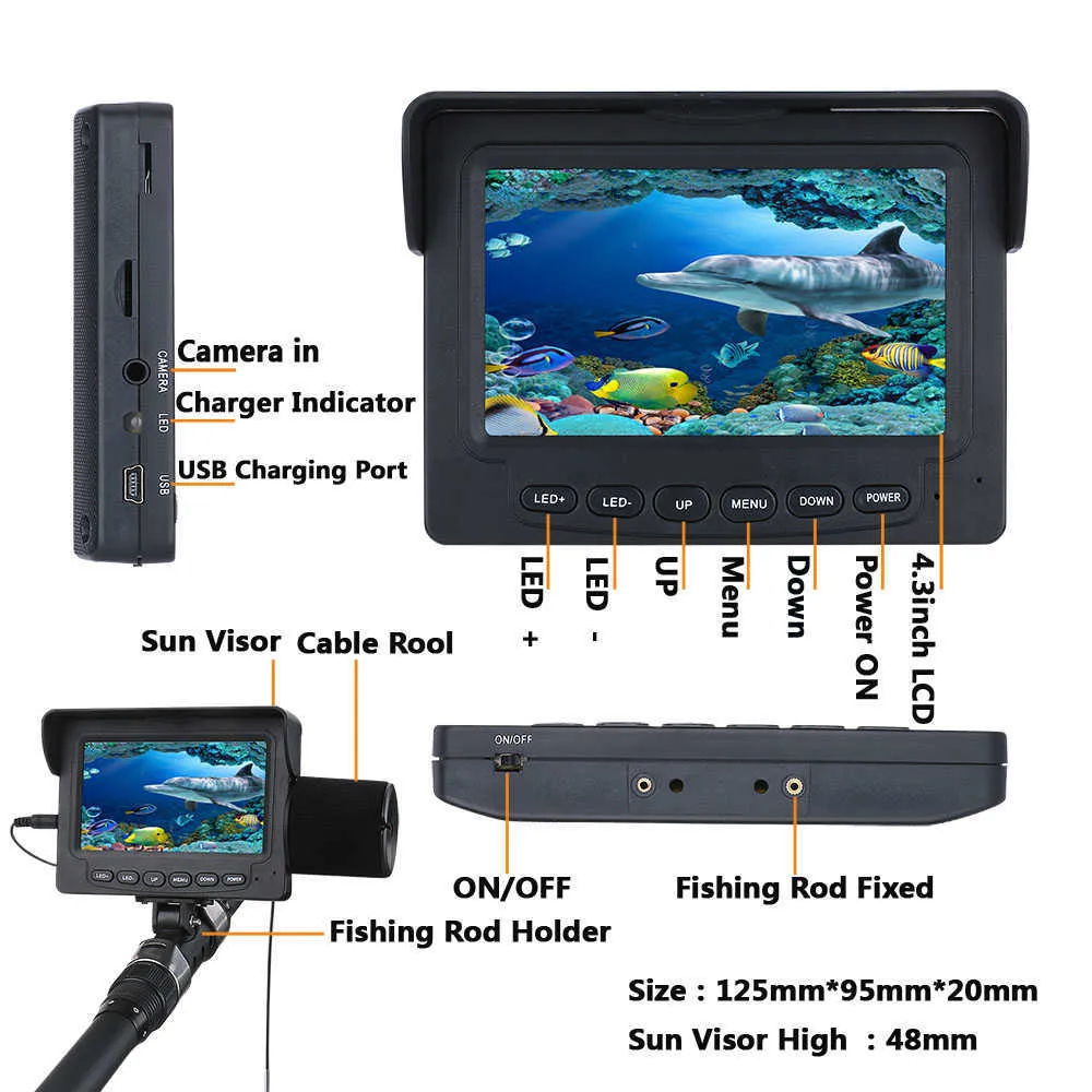 Fish Finder MAOTEWANG 15M 30M 1000TVL Fish Finder Underwater Fishing Camera  4.3 Monitor 6W White LED Night Vision Camera For Ice Fishing HKD230703