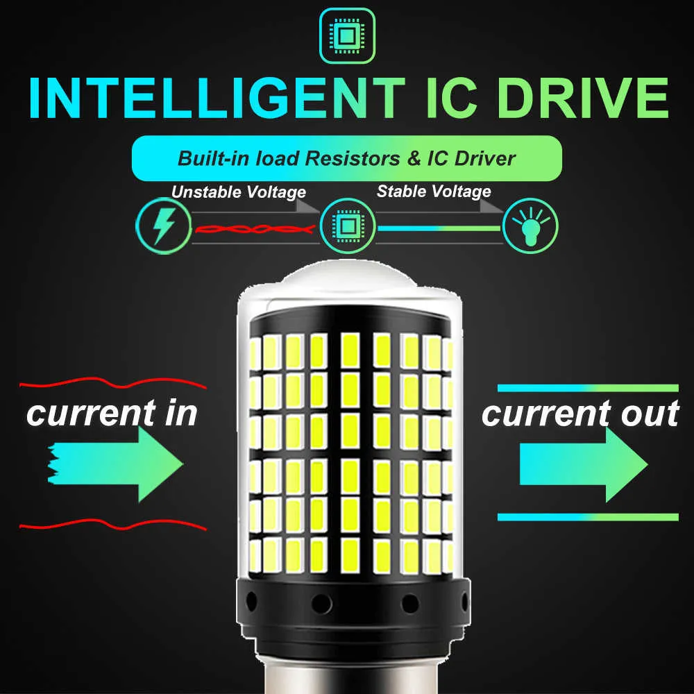 Bombillas LED P21W/1156 Canbus Sin Errores - Pack De 4, Amarillo 4000LM, 12-24V, Compatibles Con Luces Intermitentes Delanteras Y Traseras