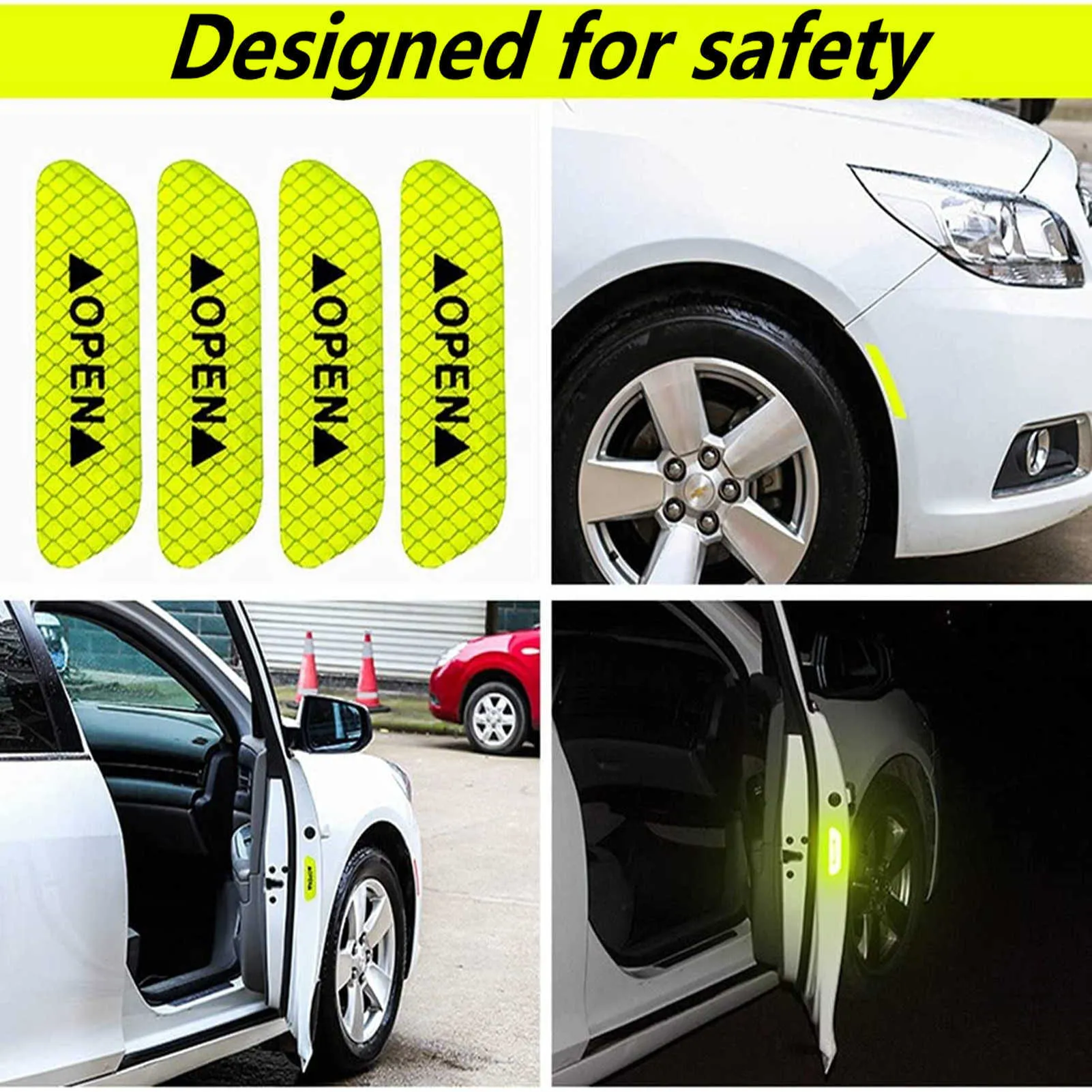 Neue Reflektierende Auto Tür Aufkleber Sicherheit Öffnung Warnung Reflektor  Band Aufkleber Auto Auto Zubehör Außen Innen Reflektor Aufkleber