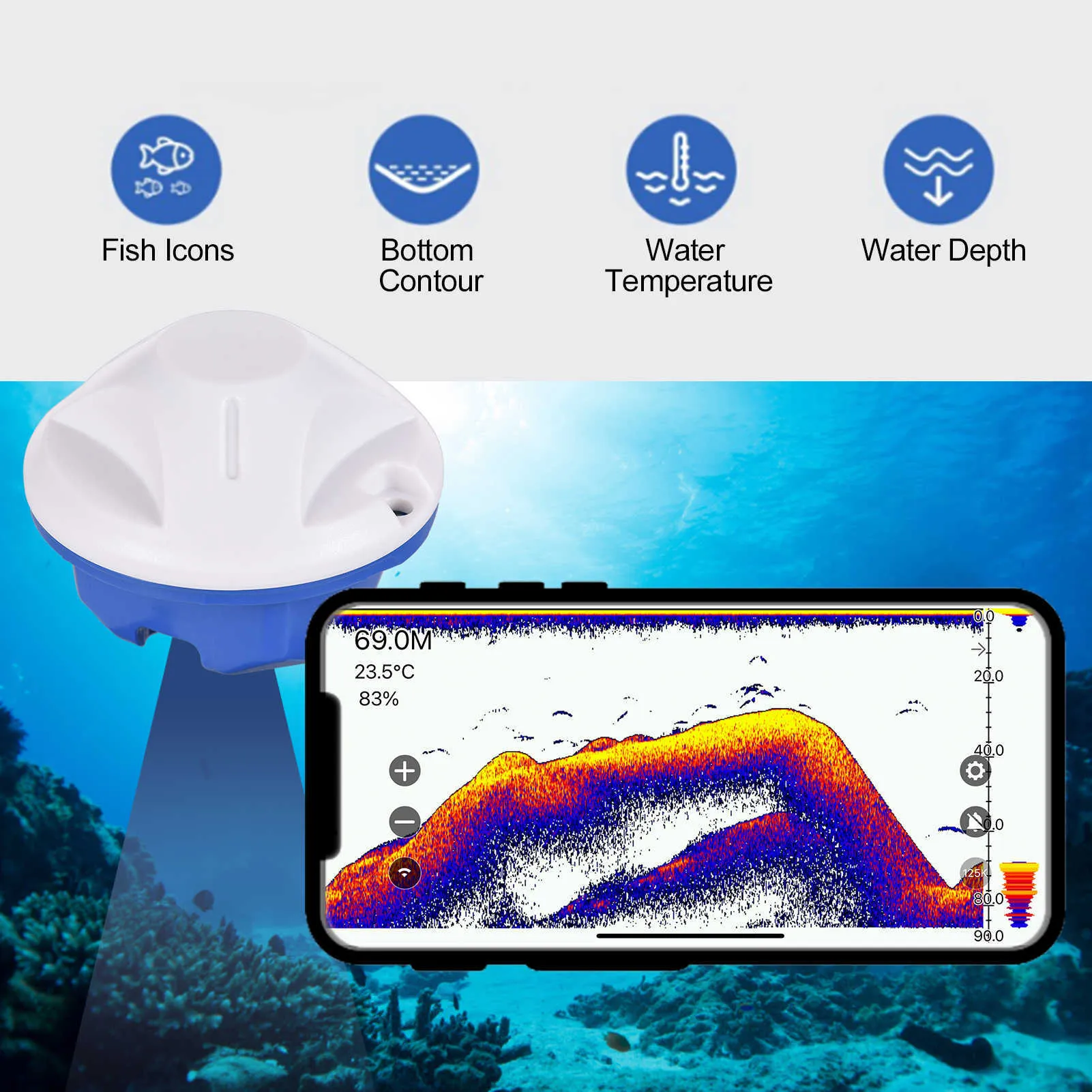 Sonar Wireless Bluetooth Fish Finder Intelligent Depth Finder With
