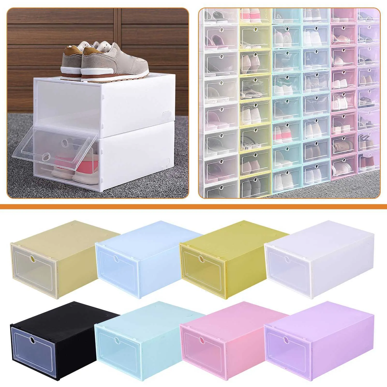 Clear Shoe Boxes Stackable Storage Transparent Plastic Organizer With ...