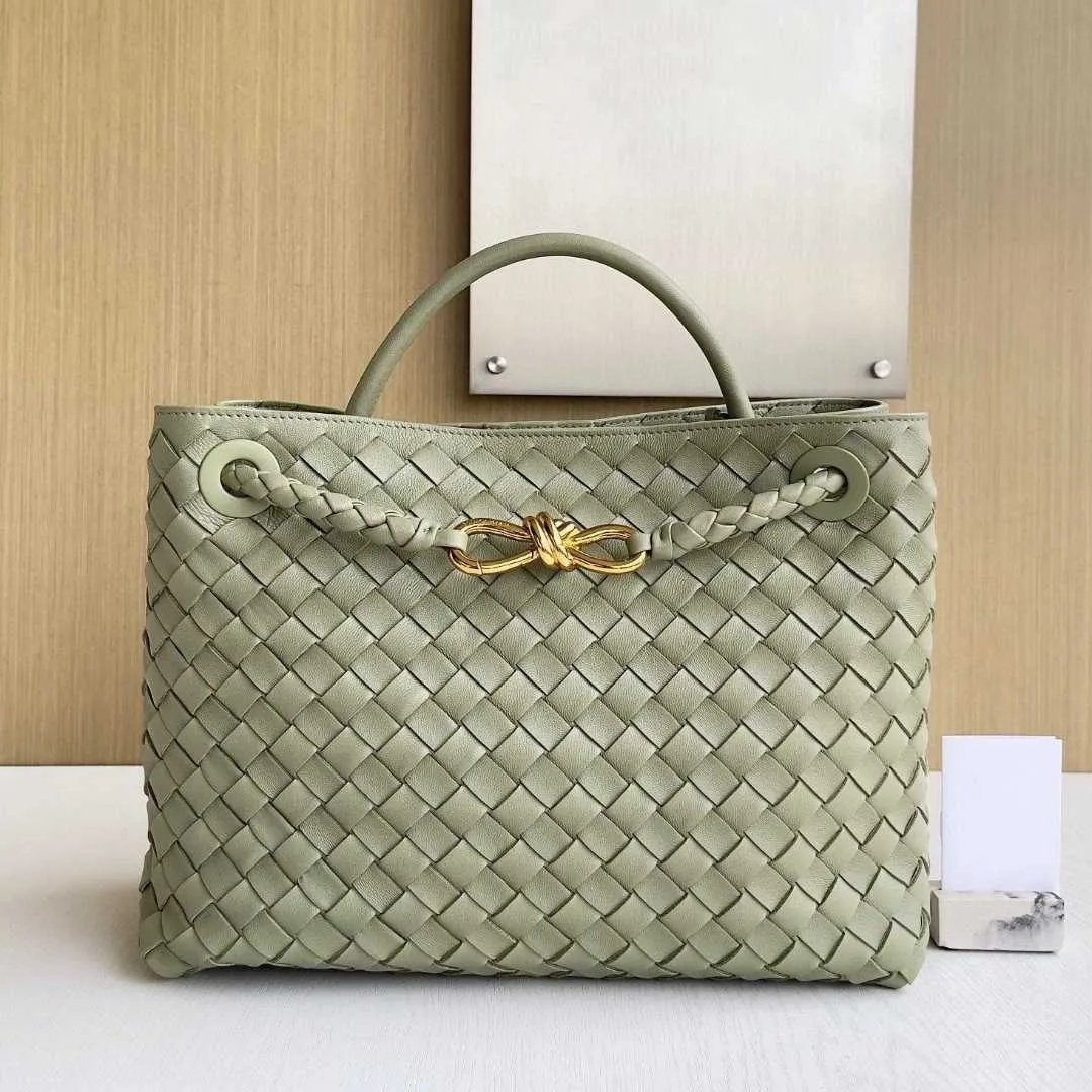 Belted Woven Leather Tote Bag