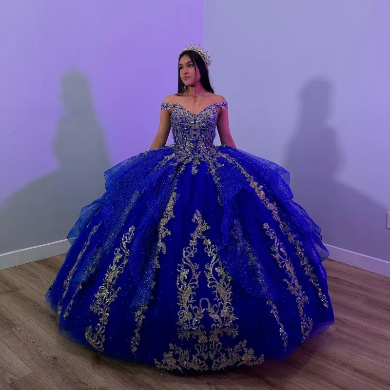 Purple and Blue Sweet 16 Court Dresses