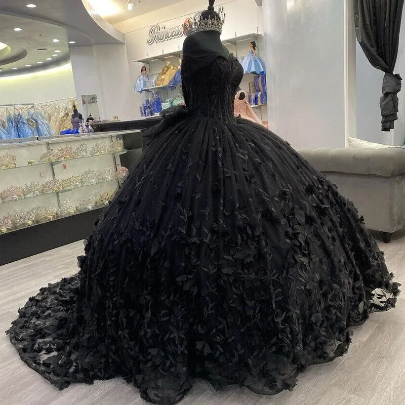 Zapakasa Women Prom Dress Black Off The Shoulder Tiered A-Line Evening Dress