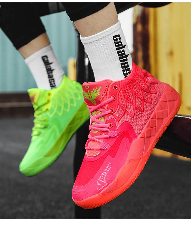High Top Basketball Shoes Breathable Youth Sports Sneakers for Boys Green