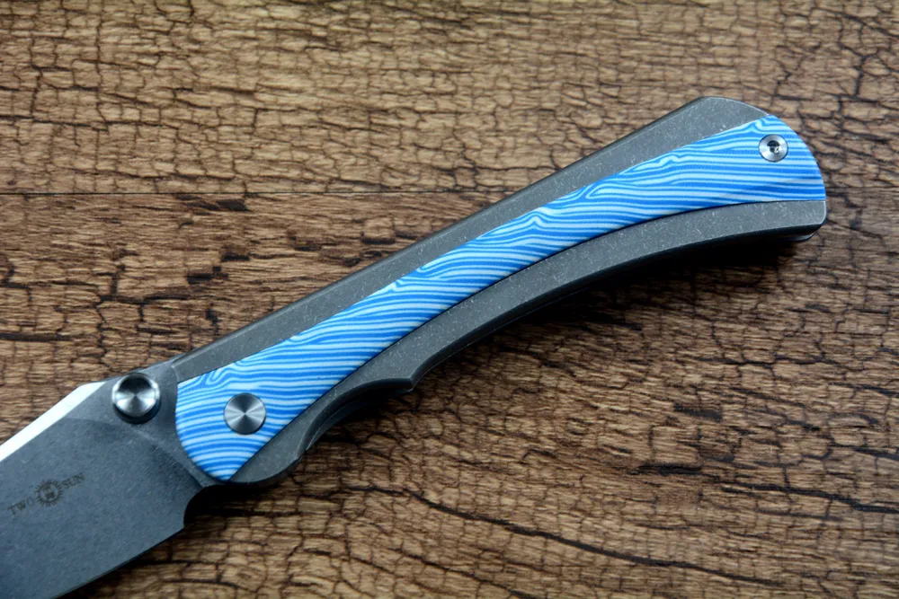 2024 ReleaseFolding Knife With Stonewash Blade, TC4 Titanium Color G10 ...