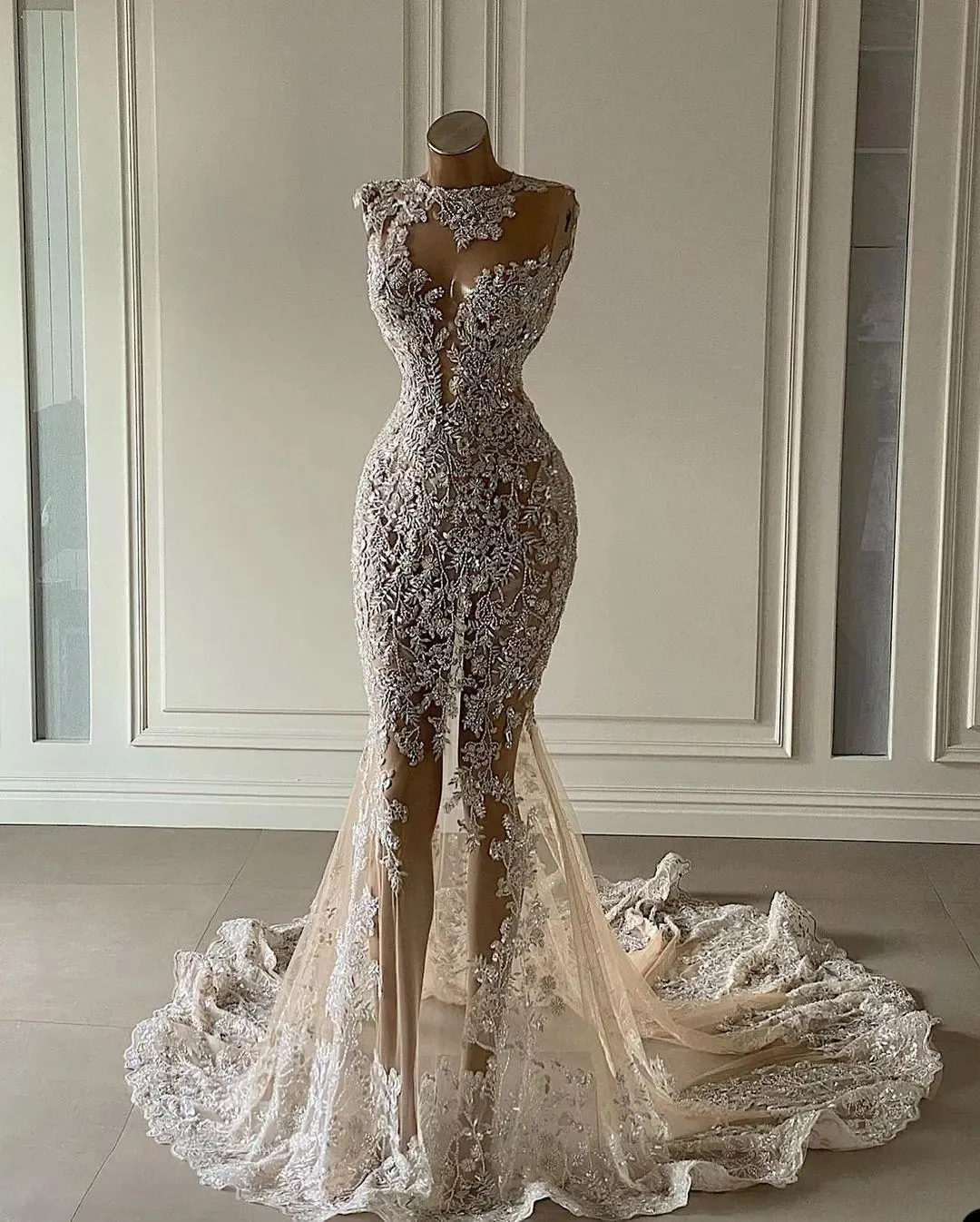 Sexy Mermaid Wedding Gowns: Sheer Neck Lace Applique... From  Missbeautydress, $134.61 | DHgate.Com
