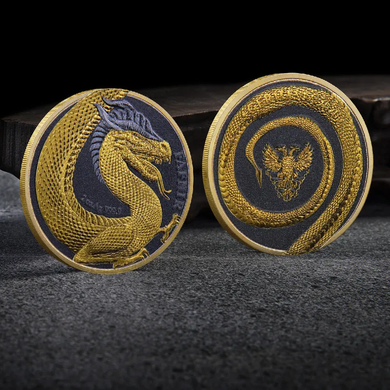 ドラゴン彫刻の金色メダル ドラゴン彫刻の記念メダル