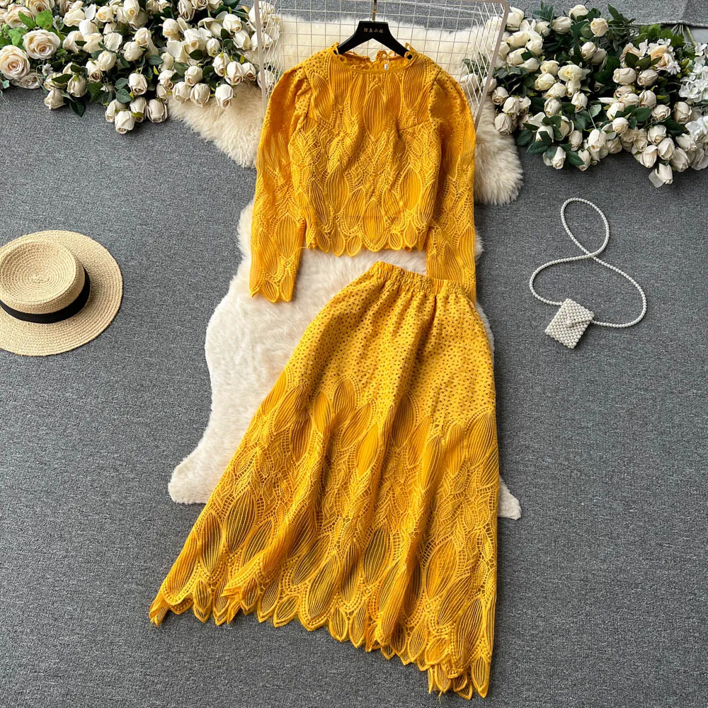 Womens Lace Two Piece Dress Set With Long Sleeves, High Waist, Knee Length Skirt Y2K Party Wear For Autumn From Join3, $41.76 | DHgate.Com Womens Lace Two Piece Dress Set With Long Sleeves, High Waist, Knee Length Skirt Y2K Party Wear For Autumn From Join3, $41.76 | DHgate.Com