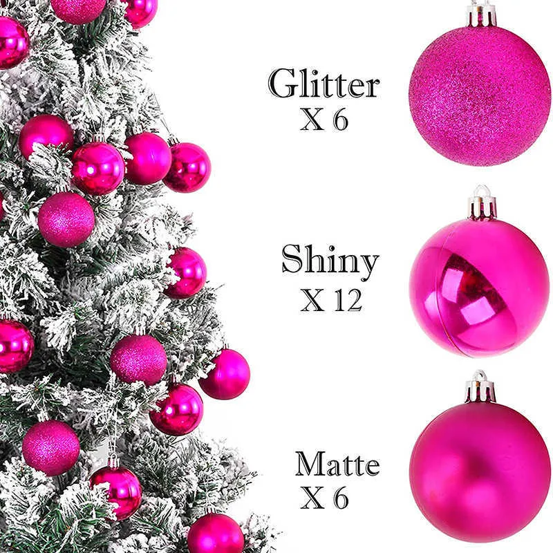 24 Mini Purple Christmas Tree Baubles Tree Decoration Ornament Glitter  Gloss 3cm