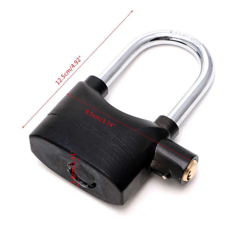 Waterproof Siren Alarm Padlock For Motorcycles Long Beam Bike Lock