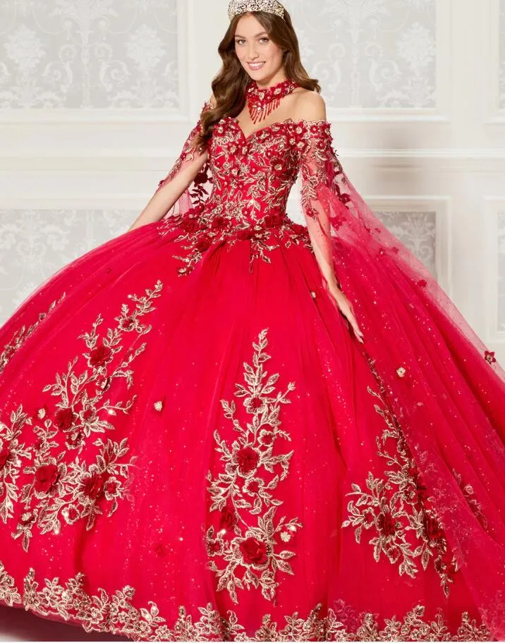 Forest Green Floral Patterned Quinceanera Dress with Off Shoulder Sleeve  Cape and Gold Applique Corset Ball Gown from Dhgate Quinceanera Dresses -  price 206.24