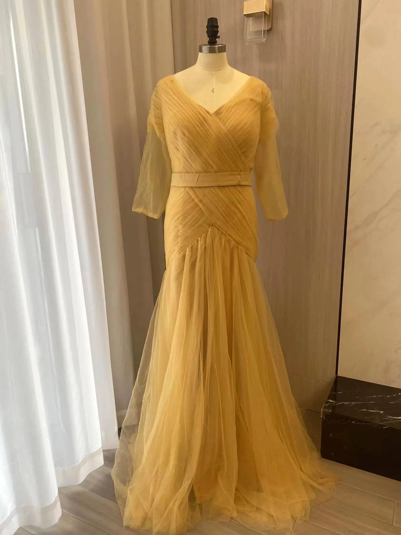 gold chiffon dress bridesmaid A-line Spaghetti Strap Gold Chiffon Long Bridesmaid Dresses, BN1012