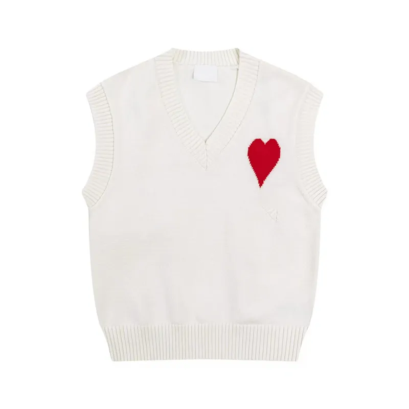 designer sweater tan fashion vest top V neck colorful love letter printing spring autumn college style versatile simple_voghion.com