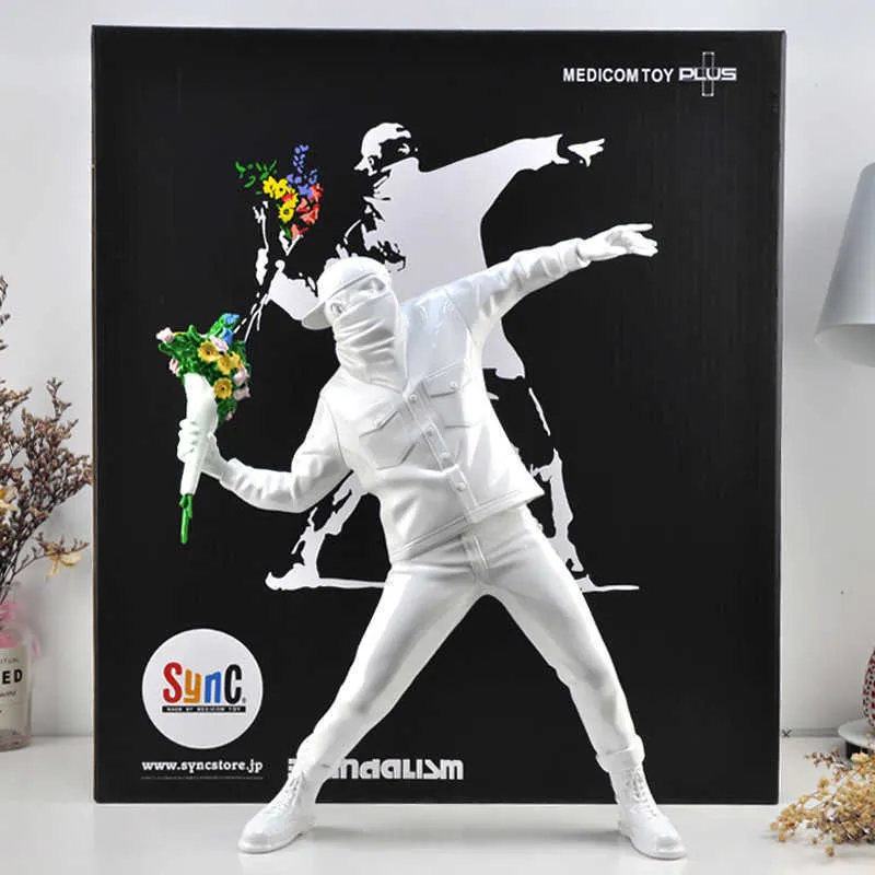 Banksy Flower Bomber Resin Figurine Modern England Street Banksy Flower Bomber Resin Figurine Modern England Street
