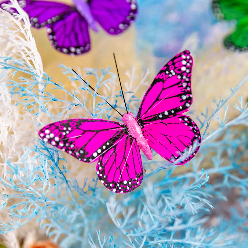 3 pc Artificial feather fake butterfly butterfly decoration