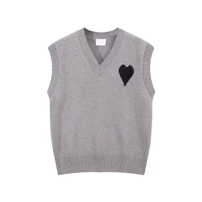 designer sweater tan fashion vest top V neck colorful love letter printing spring autumn college style versatile simple_voghion.com