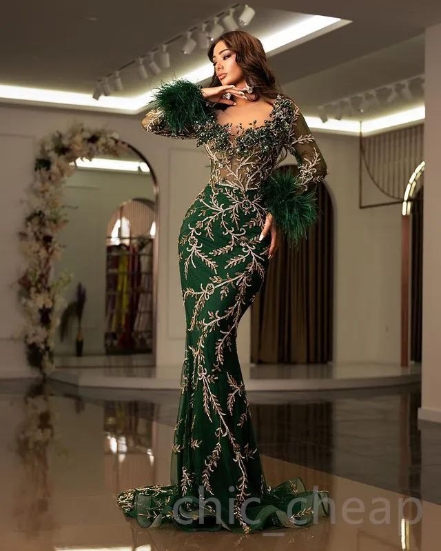 Aso Ebi Dark Green Mermaid Evening Gown Sequined... From Chic_cheap, $299 |  DHgate.Com
