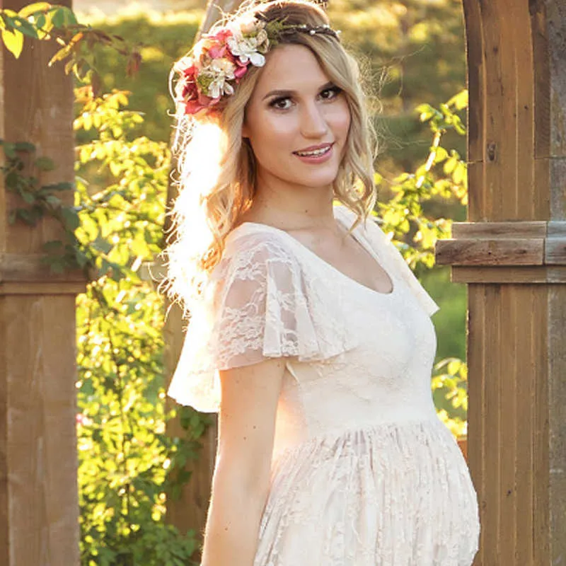Maternity Dress Maternity Photography Props White Lace Sexy Maxi