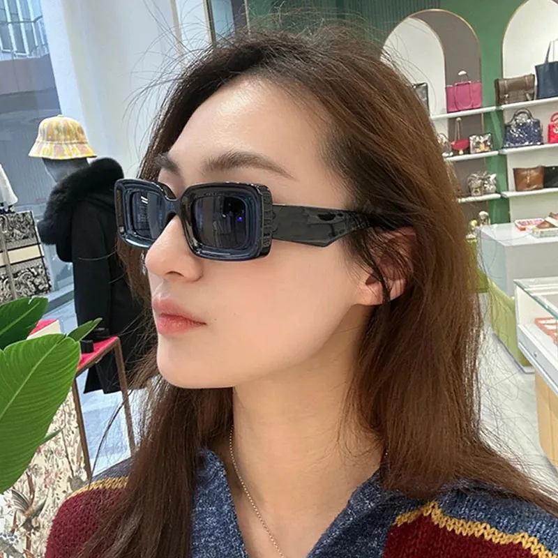 Acetate Rectangular Sunglasses Havana Black Frame... From  display picture 1