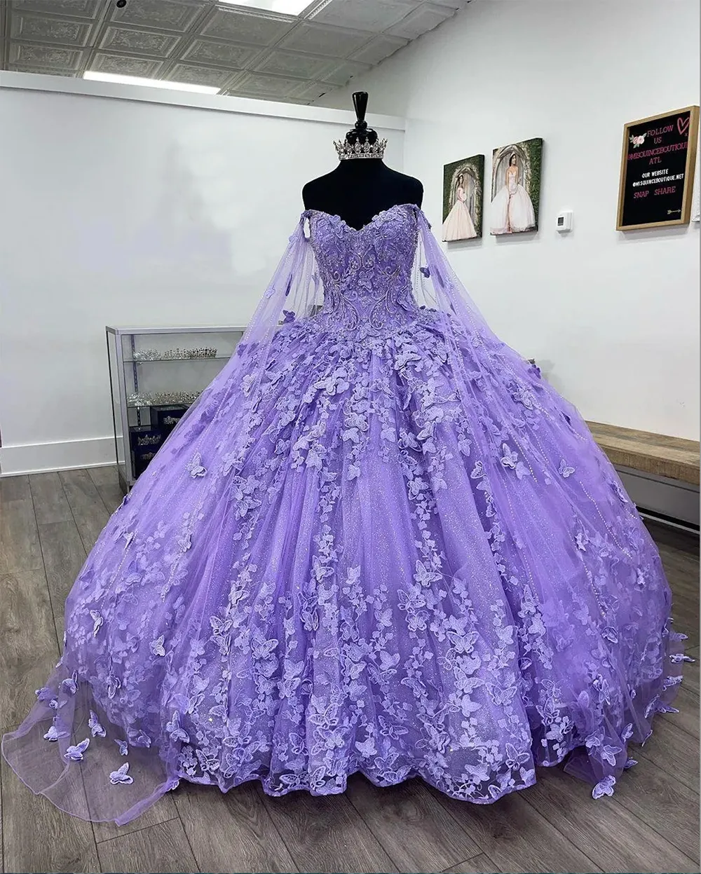 Vestidos de quincea era lila lavanda mariposa con apliques de encaje del cabo vestido dulce 16 vestidos de graduaci n mexicanos 2023