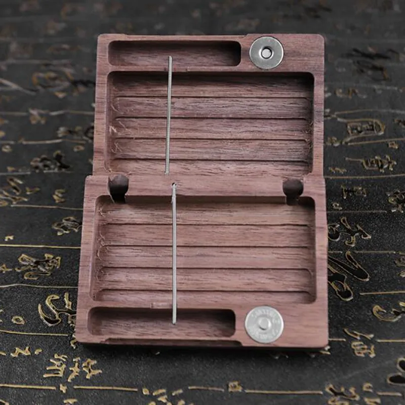 cigarette storage case Natural Black Walnut Wooden Cigarette Stash Case Rectangular Magnet Opening  Moistureproof Storage Box from Dhgate Cigarette Cases