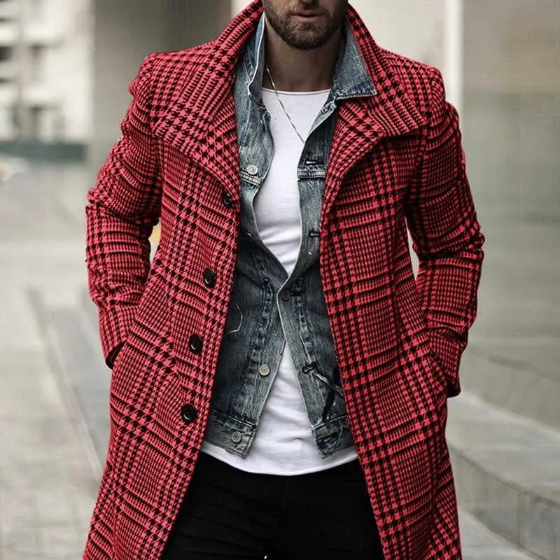 Men's wool plaid overcoat new arrivals