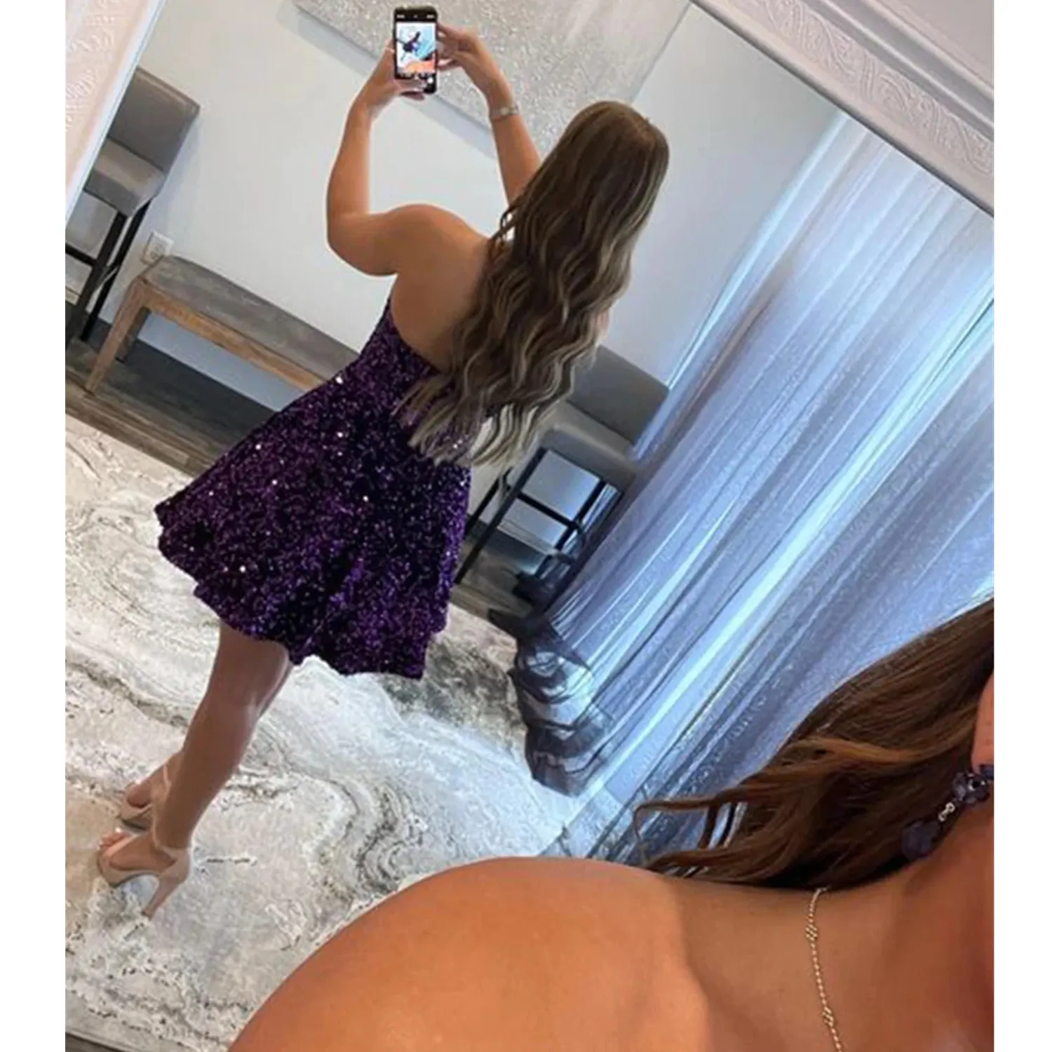 Sequins Sweetheart Strapless Short Homecoming Dress Mini Trumpet Zipper  Backless Plus Size from Dhgate Homecoming Dresses - price 99.5