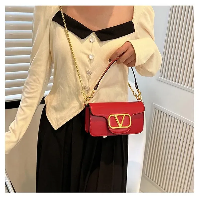 Luxury Brand Designer Chain Shoulder Bags Fashion V Letter Handbag Wallet Vintage Ladies Solid Color Leather Handbag Designer Shoulder Bag Crossbody Bag New