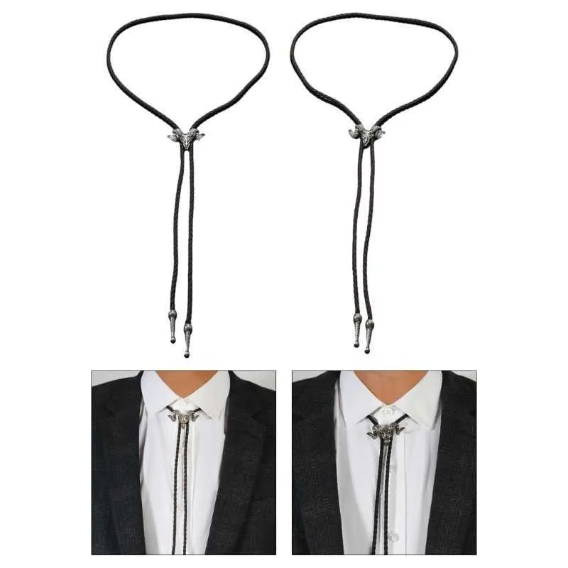 Alloy Bull Head Buckle Leather Bolo Necklace Necklace Western