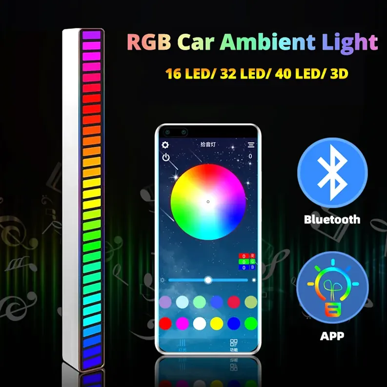 Éclairage intérieur de voiture, 3 modes Projecteur Veilleuse Romantique RGB  Voiture Led Lumières Contrôle sonore Intérieur Lampe d'ambiance