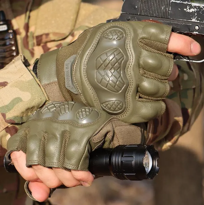 Anwlki Vingerloze tactische handschoenen halve vingers voor heren, Airsoft voor mannen en vrouwen, tactische vingerloze handschoenen voor motorrijden, fietsen, jagen, wandelen, outdoor sport (geel, M